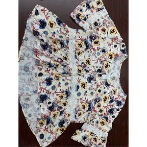NWT Maurices 3/4 Sleeve Floral Blouse with Crochet Lace Size 2X